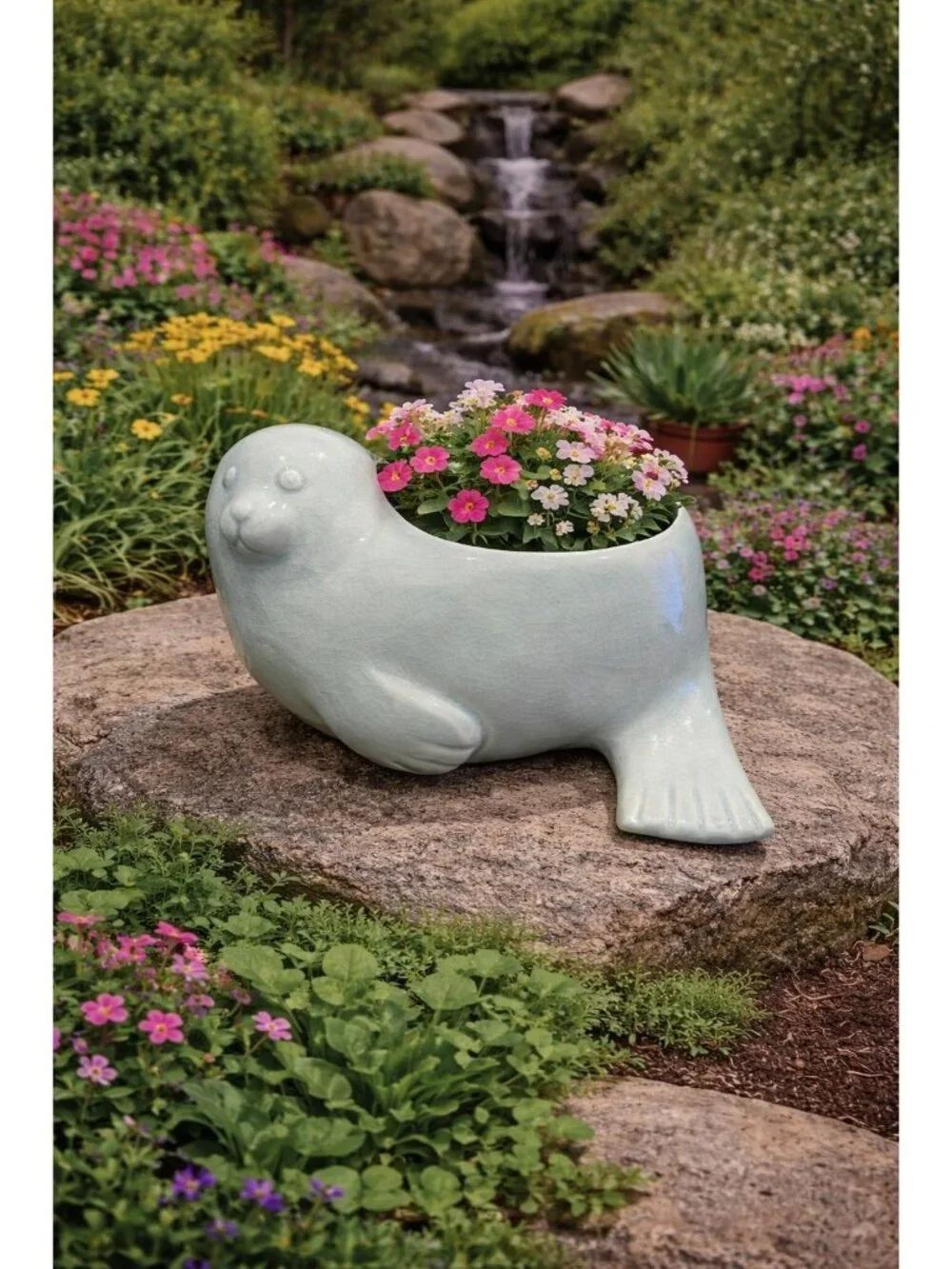 New Blue Rustic Seal Ceramic Indoor Outdoor Planter Catus Succulent Pot